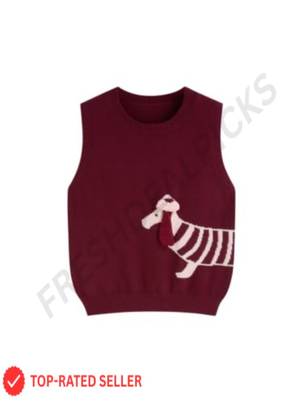 Sleeveless Sweater Vest Soft Knit Puppy Pattern Loose Casual